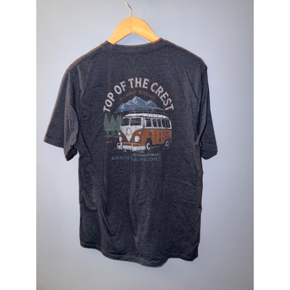 GH Bass Mens Short Sleeve Graphic T-Shirt Grey VW Bus Mountain Top of the Crest